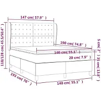 vidaXL Lit boxspring avec matelas noir 140x190 cm Tissu