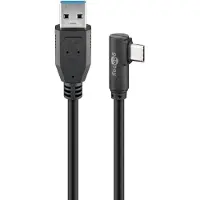 Goobay 66502 Câble USB-C vers USB A 3.0 90°, noir, 1.5 m - USB 3.0 mâle (type A) > USB-C mâle