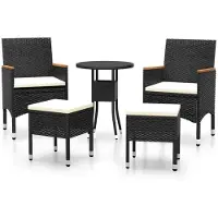 vidaXL Ensemble de salon de jardin 5 pièces poly rotin noir