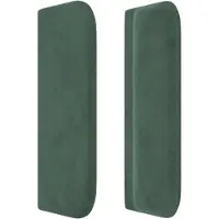 vidaXL Tête de lit avec oreilles vert foncé 203x16x118/128 cm velours