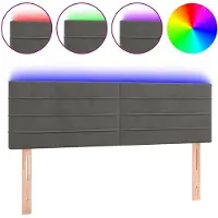 vidaXL Tête de lit LED gris foncé 144x5x78/88 cm velours