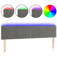 vidaXL Tête de lit LED gris clair 180x5x78/88 cm velours