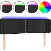 vidaXL Tête de lit LED noir 147x16x78/88 cm similicuir