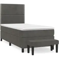 vidaXL Lit boxspring avec matelas gris foncé 80x200 cm velours