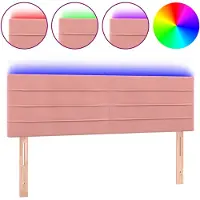 vidaXL LED Tête de lit rose 144x5x78/88 cm velours