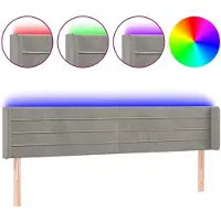 vidaXL Tête de lit LED gris clair 163x16x78/88 cm velours