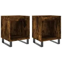 vidaXL Tables de chevet 2 pcs chêne fumé 40x35x50 cm bois ingénierie