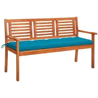 vidaXL banc de jardin 3 places avec support 150 cm en bois massif d'eucalyptus
