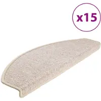 vidaXL Tapis d'escalier 15 pièces 65 x 24 x 4 cm Taupe Demi-rond Grand