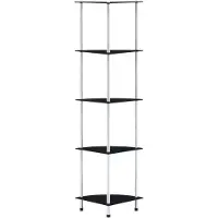 vidaXL Étagère 5 niveaux Noir 30x30x130 cm Verre trempé