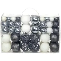 vidaXL Ensemble de boules de Noël 100 pcs 3/4/6 cm Blanc/Gris