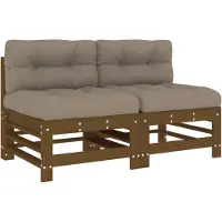 vidaXL Canapé central avec coussin 2 pcs. Marron miel Pin massif