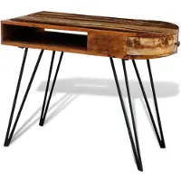 vidaXL Bureau en vieux bois massif avec pieds en fer
