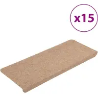 vidaXL Tapis d'escalier auto-adhésifs 15 pcs 65x24,5x3,5 cm Beige