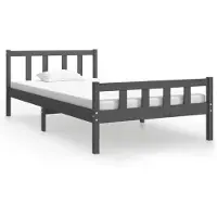 vidaXL Lit en bois massif gris 100x200 cm