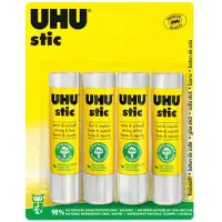 UHU Stic Batons de Colle sans solvant, 21 g, Lot de 4, Blanc