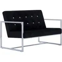 vidaXL Canapé 2 places avec accoudoirs Noir Chrome et velours