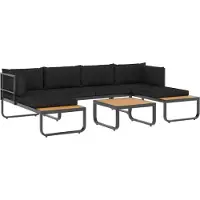 vidaXL Ensemble de 4 canapés d'angle de jardin avec coussins Aluminium et WPC