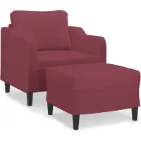 vidaXL Fauteuil avec pouf vin rouge 60 cm Tissu