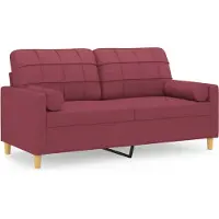 vidaXL Canapé 2 places avec coussins décoratifs vin rouge 140 cm Tissu