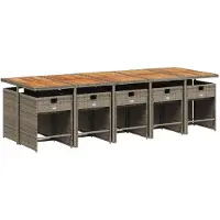 vidaXL Ensemble de jardin 11 pièces avec coussins Gris Poly rotin