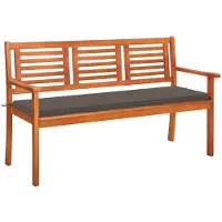 vidaXL banc de jardin 3 places avec support 150 cm en bois massif d'eucalyptus