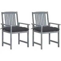 vidaXL Chaises de jardin avec coussins 2 pcs. Gris Bois massif Acacia