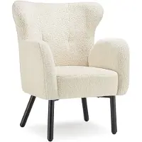 TecTake - Fauteuil Vänersborg - Fauteuil relax épais avec revêtement bouclé - Fauteuil lounge avec accoudoirs larges et dossier ergonomique - Pieds réglables en hauteur avec protection du sol -