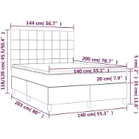 vidaXL Lit Boxspring avec matelas & LED Marron foncé 140x200 cm Tissu