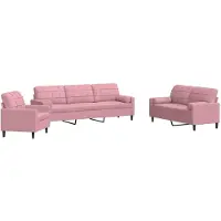 vidaXL Ensemble de canapés 3 pièces avec coussins et traversins Rose velours