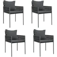 vidaXL Ensemble de jardin 5 pièces avec coussins Poly rotin et acier