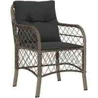 vidaXL Ensemble Bistro 3 pièces avec coussins Gris Poly Rattan