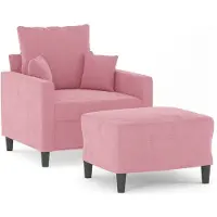 vidaXL Fauteuil avec pouf rose 60 cm velours
