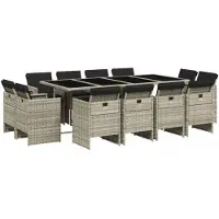 vidaXL Salon de jardin 13 pièces avec coussins gris clair Poly rotin