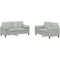 vidaXL ensemble de canapé 2 pièces avec coussin gris clair velours