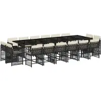 vidaXL Ensemble de jardin 17 pièces avec coussins Noir Poly Rattan