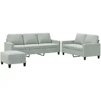 vidaXL ensemble de canapés 3 pièces avec coussins Gris clair Velours