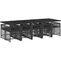 vidaXL Ensemble de jardin 11 pièces avec coussins Noir Poly Rattan