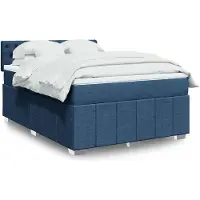vidaXL Lit boxspring avec matelas bleu 140x200 cm Tissu