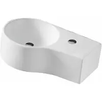 Nemo Spring Bali II petit lave-mains 440 x 275 mm montage murale porcelaine blanc orifice d'évacuation D45 mm trou de robinet traversant à droite D35 mm avec trop-plein 20003064