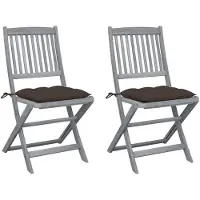 vidaXL Chaises de jardin pliantes 2 pcs. avec coussin en bois massif d'acacia