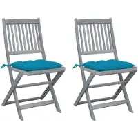 vidaXL Chaises de jardin pliantes 2 pcs. avec coussin en bois massif d'acacia