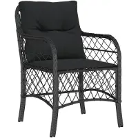 vidaXL Ensemble Bistro 3 pièces avec coussins Noir Poly Rattan