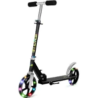 Boarddistribution Story Lux Transport Scooter Noir/LED - Trottinette confortable avec guidon réglable et grandes roues