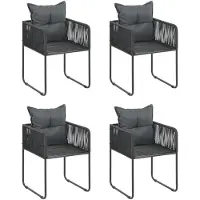 vidaXL Ensemble de jardin 5 pièces PVC rotin noir