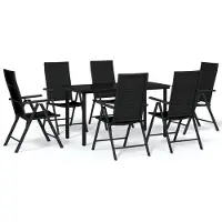 vidaXL Ensemble de jardin 7 pièces noir