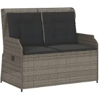 vidaXL Ensemble de salon de jardin 3 pièces avec coussins Gris Poly rotin