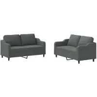 vidaXL Ensemble de canapés 2 pièces avec coussins Tissu gris foncé