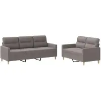vidaXL Ensemble de canapés 2 pièces avec coussins Tissu Taupe