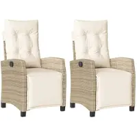 vidaXL Fauteuil de jardin avec repose-pieds 2 pcs. Réglable Beige Poly Rattan